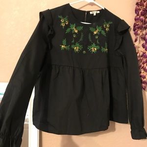 Embroidered long sleeve baby top